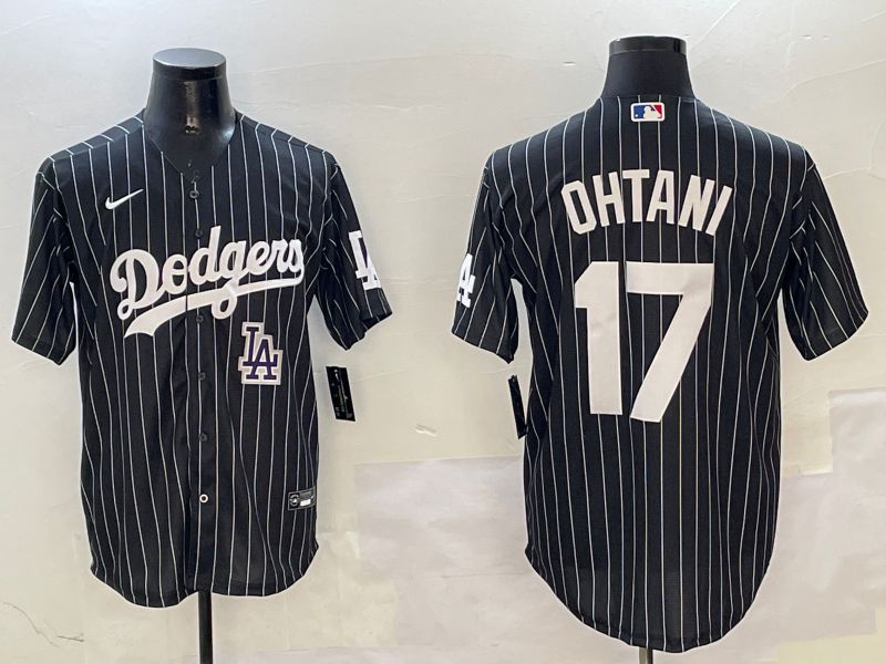 Men Los Angeles Dodgers #17 Ohtani Black Stripe Jointly Name 2025 Nike MLB Jersey style 12->los angeles dodgers->MLB Jersey